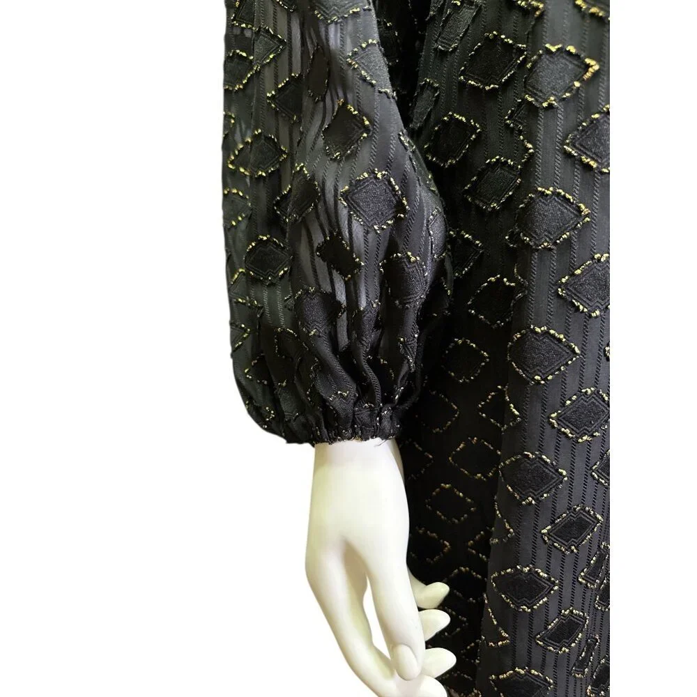 Amanda Uprichard Black Metallic Geometric Mini Dress With Tie Front Size S EUC - Picture 3 of 7